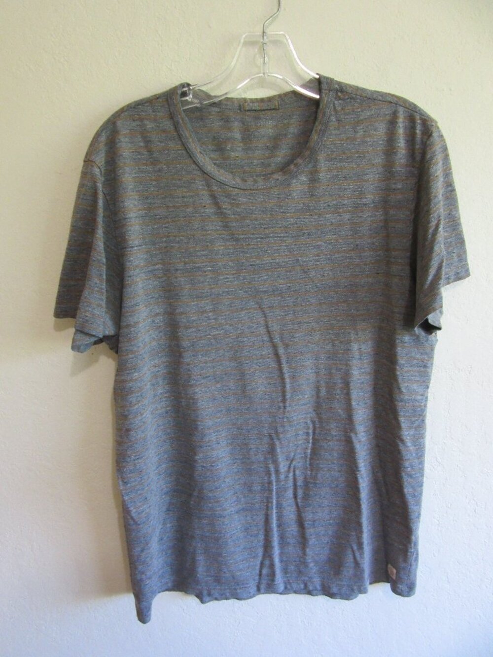 Marine Layer Gray & Orange Stripe M Short Sleeve Shirt